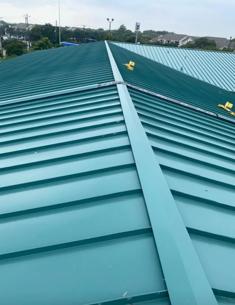 Green commercial metal roof ridge and valley for Metal Roof Repair in Morgan Hill